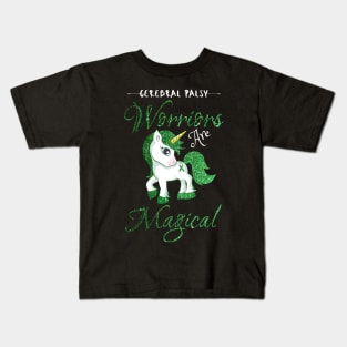 Cerebral Palsy Warriors Are Magical, Cute Green Unicorn Kids T-Shirt